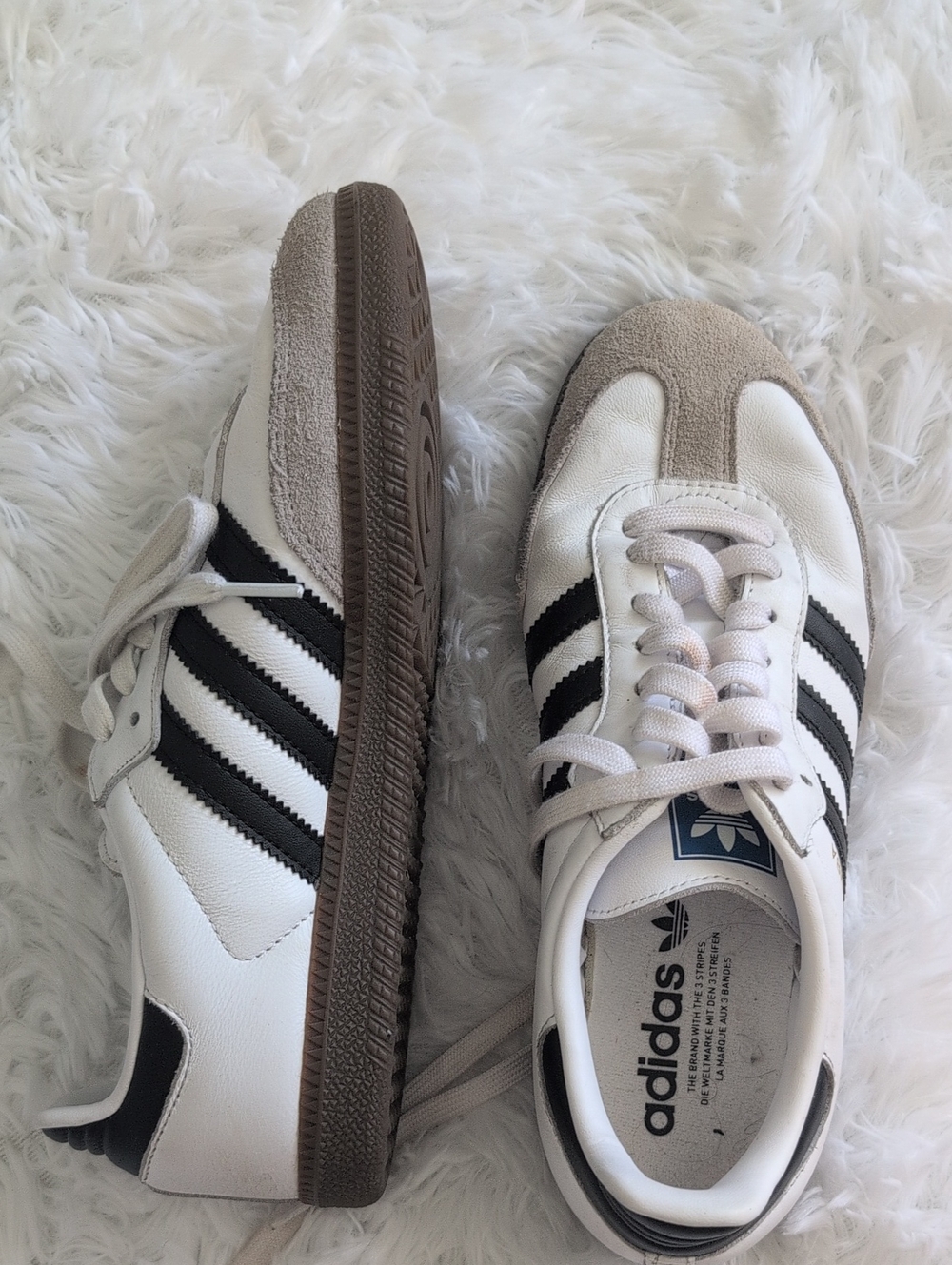 adidas White Black Brown Samba Sneakers